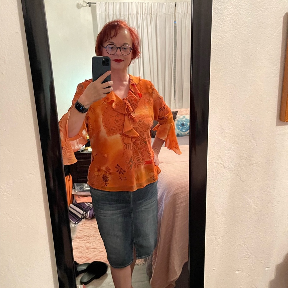 Orange Floral Women's Top